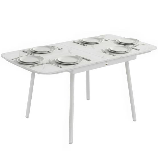 ComfortXL - Table de jardin rectangulaire 6 personnes métal et composite anti-taches blanc - ComfortXL Outdoor Living - Image 1