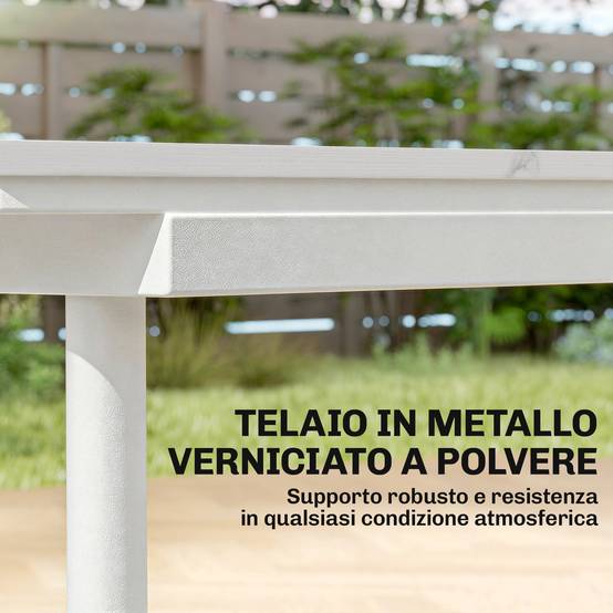 ComfortXL - Table de jardin rectangulaire 6 personnes métal et composite anti-taches blanc - ComfortXL Outdoor Living - Image 8