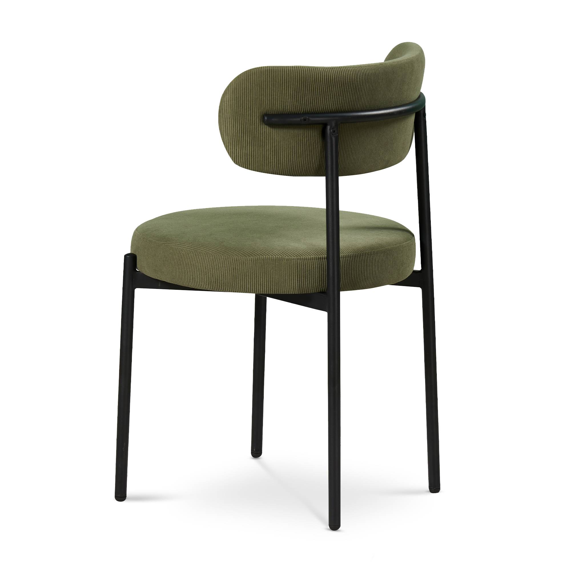 Sicaan Lot de 6 chaises rembourrées velours côtelé kaki et pieds métal noir IRIS - Image 6