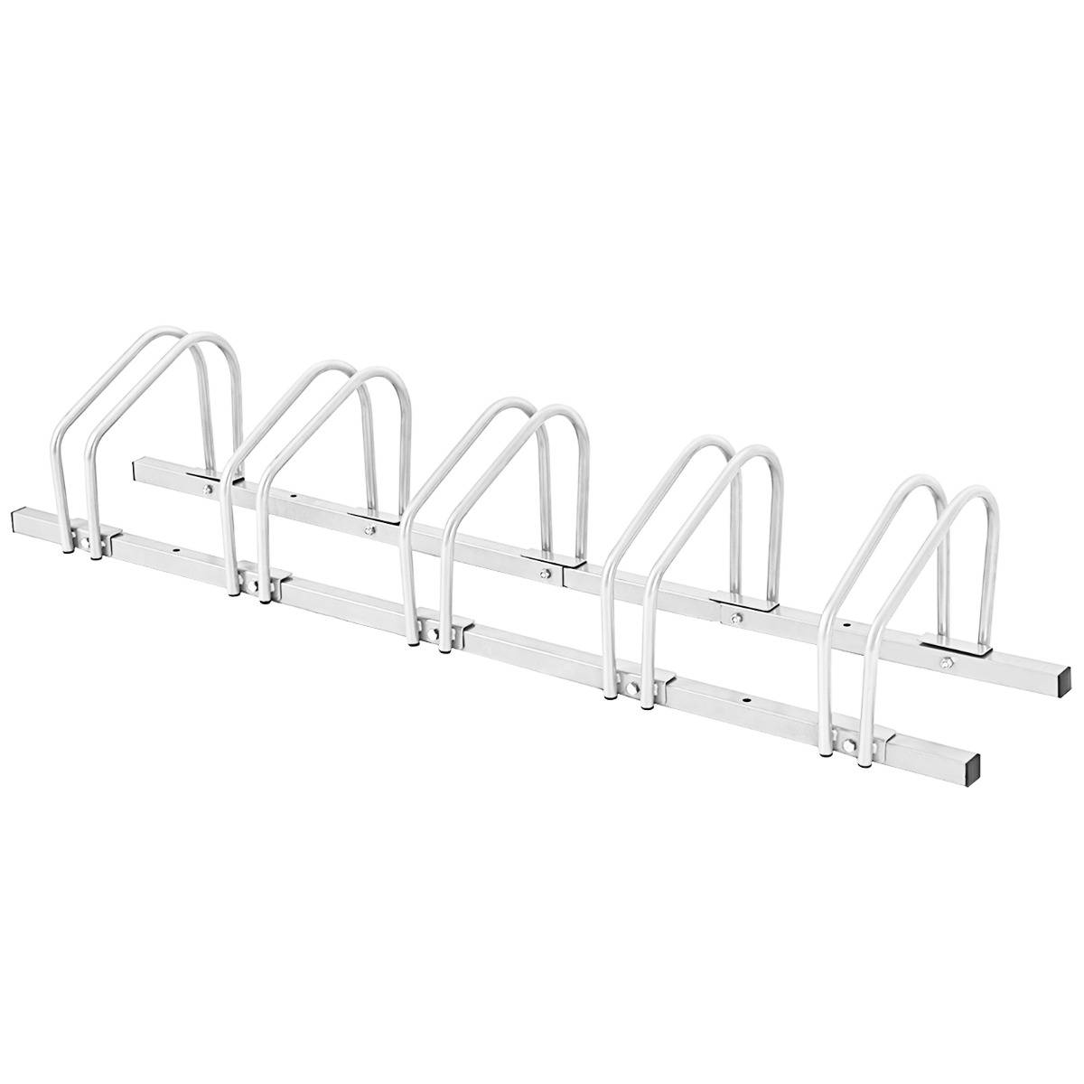 Râtelier pour 5 Vélo en Acier Revêtu Fixation au Sol ou au Mur pour Extérieur et Intérieur 150 x 32,5 x 26CM Argent - Image 1