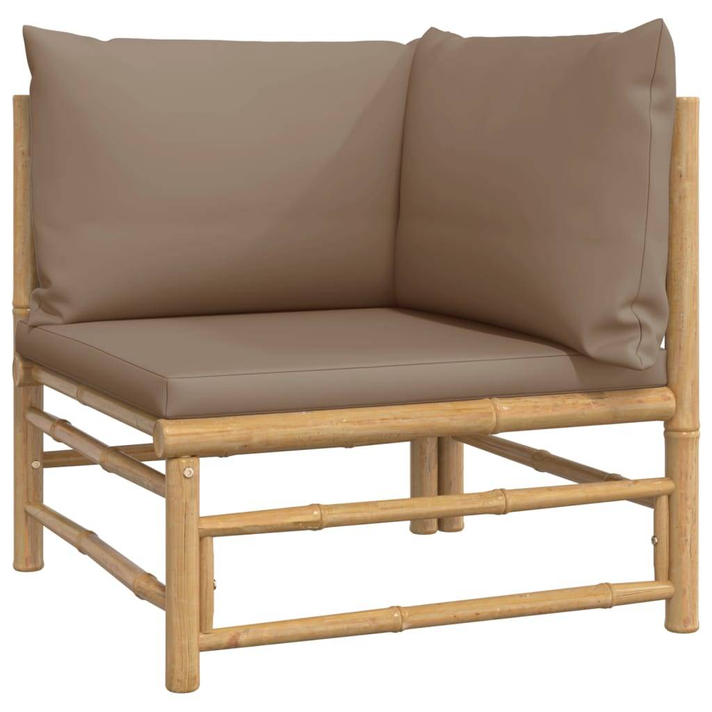 Canapés d'angle de jardin avec coussins taupe 2 pcs | Canapé D'extérieur | Sofa De Jardin bambou Maison Chic - Image 4