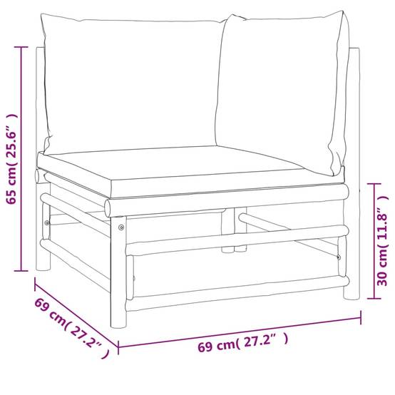 Canapés d'angle de jardin avec coussins taupe 2 pcs | Canapé D'extérieur | Sofa De Jardin bambou Maison Chic - Image 6