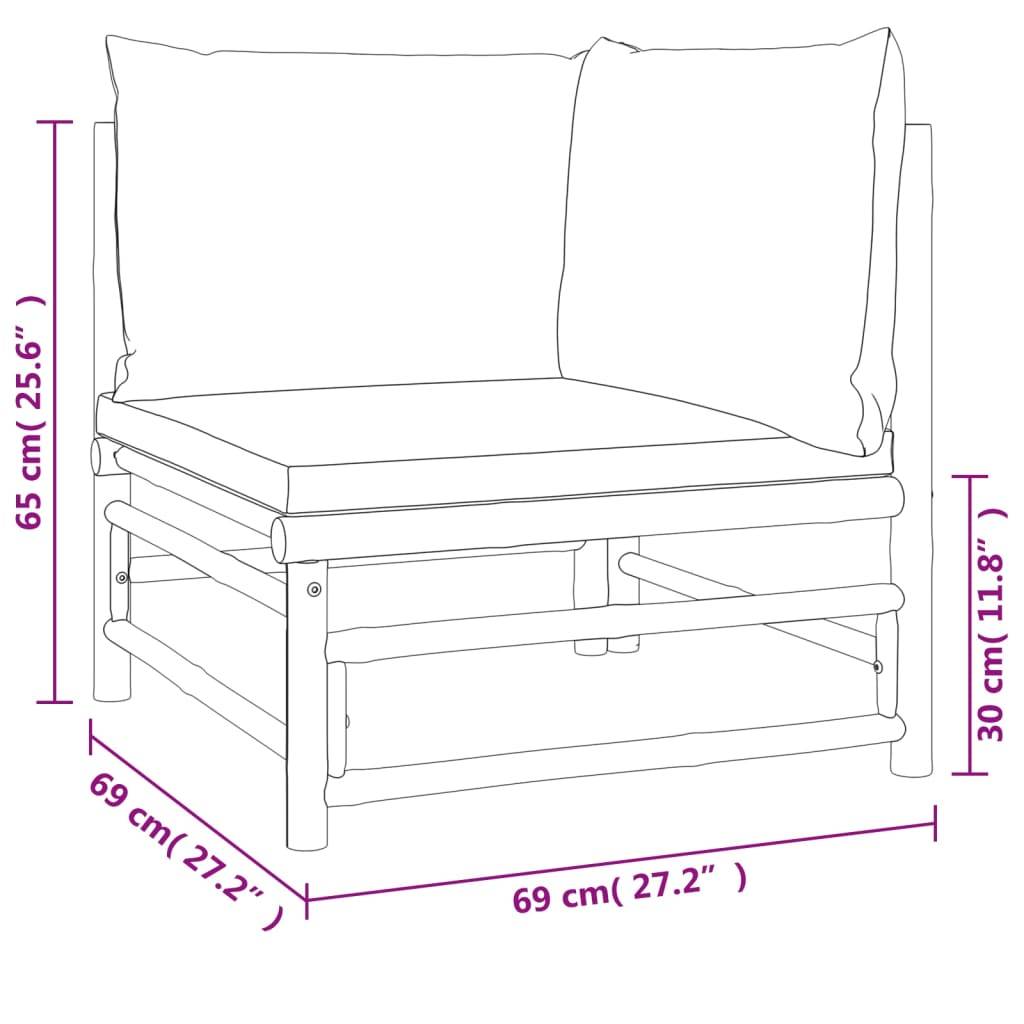Canapés d'angle de jardin avec coussins taupe 2 pcs | Canapé D'extérieur | Sofa De Jardin bambou Maison Chic - Image 6