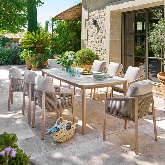 Hesperide - Table de jardin Nelora 8 places 100x210cm beige - Hespéride - Image 1