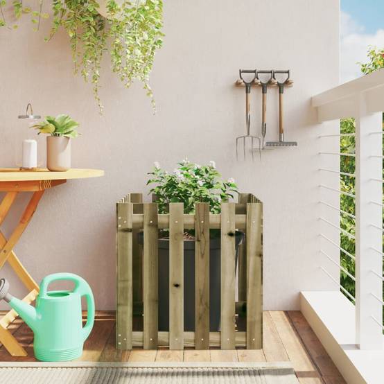 Vidaxl - Jardinière avec design de clôture-Pot de fleur-Bac à fleurs 60x60x60 cm pin imprégné - Image 1