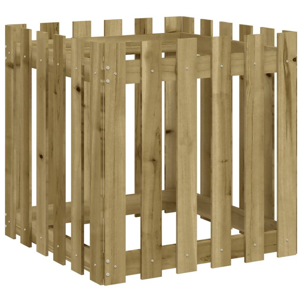 Vidaxl - Jardinière avec design de clôture-Pot de fleur-Bac à fleurs 60x60x60 cm pin imprégné - Image 4