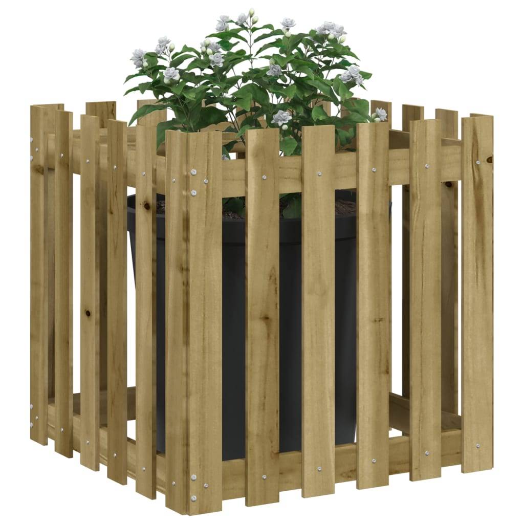 Vidaxl - Jardinière avec design de clôture-Pot de fleur-Bac à fleurs 60x60x60 cm pin imprégné - Image 7