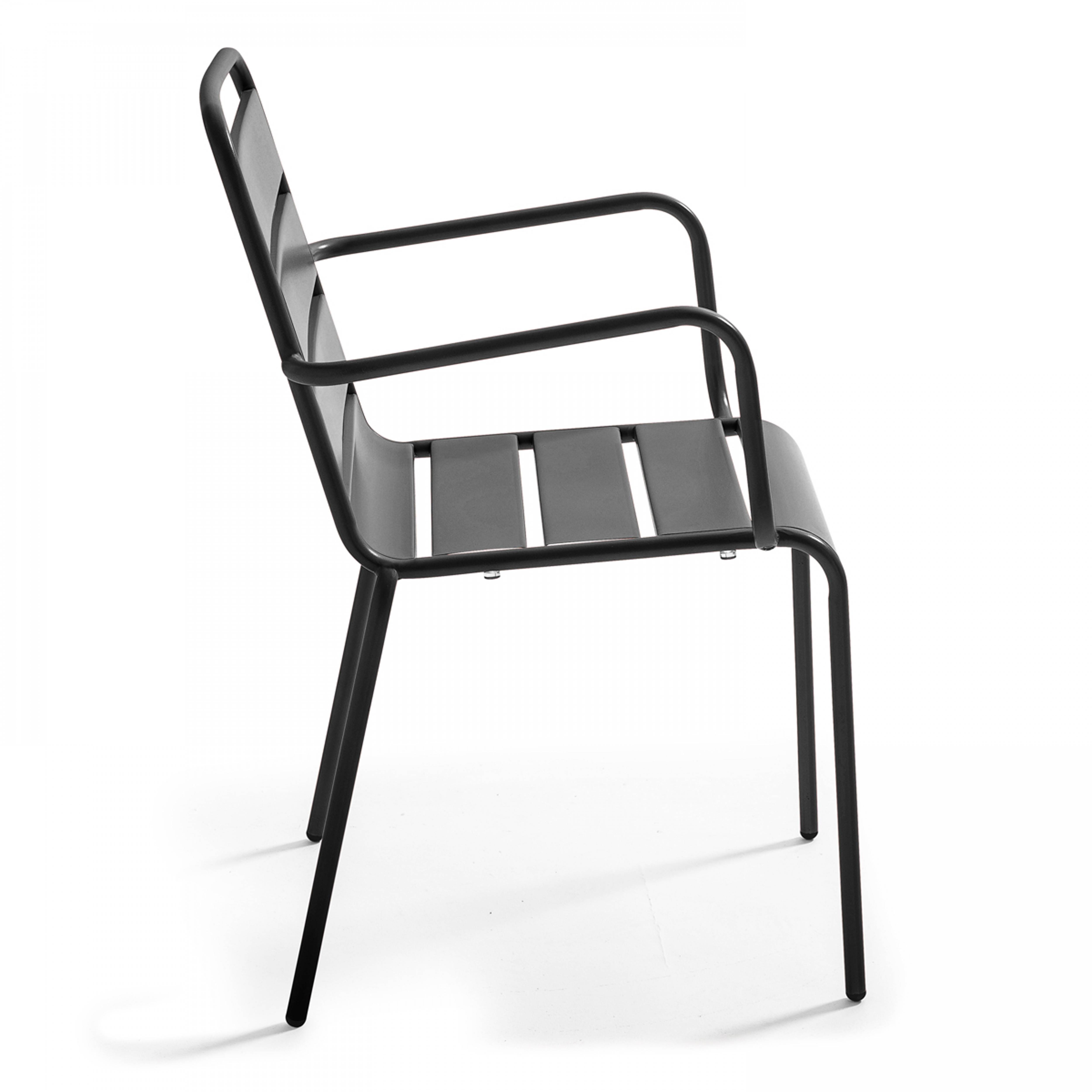Oviala - Ensemble table de jardin 70 cm et 4 fauteuils en métal anthracite Palavas - Oviala - Image 6