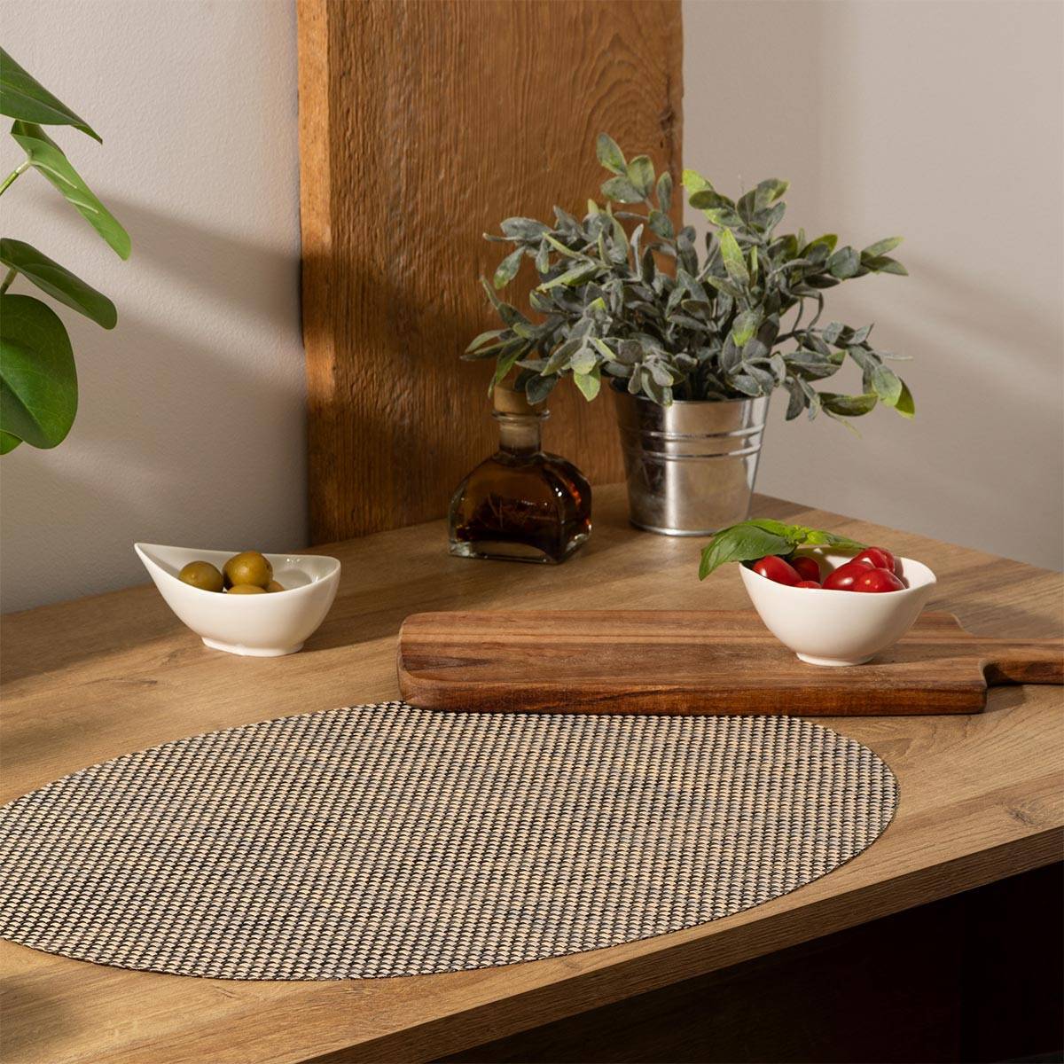 Set de Table Ovale "Maoli" 35x48cm Noir & Naturel - Image 3