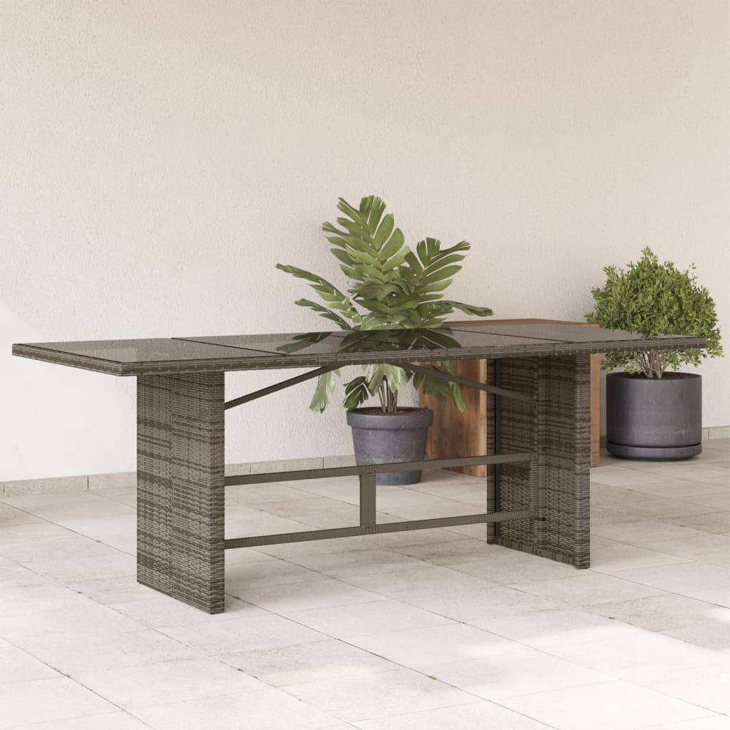 ComfortXL - Table de Jardin Grise 190x80 cm, Design Moderne en Résine Tressée et Plateau de Verre – ComfortXL Outdoor Living - Image 1