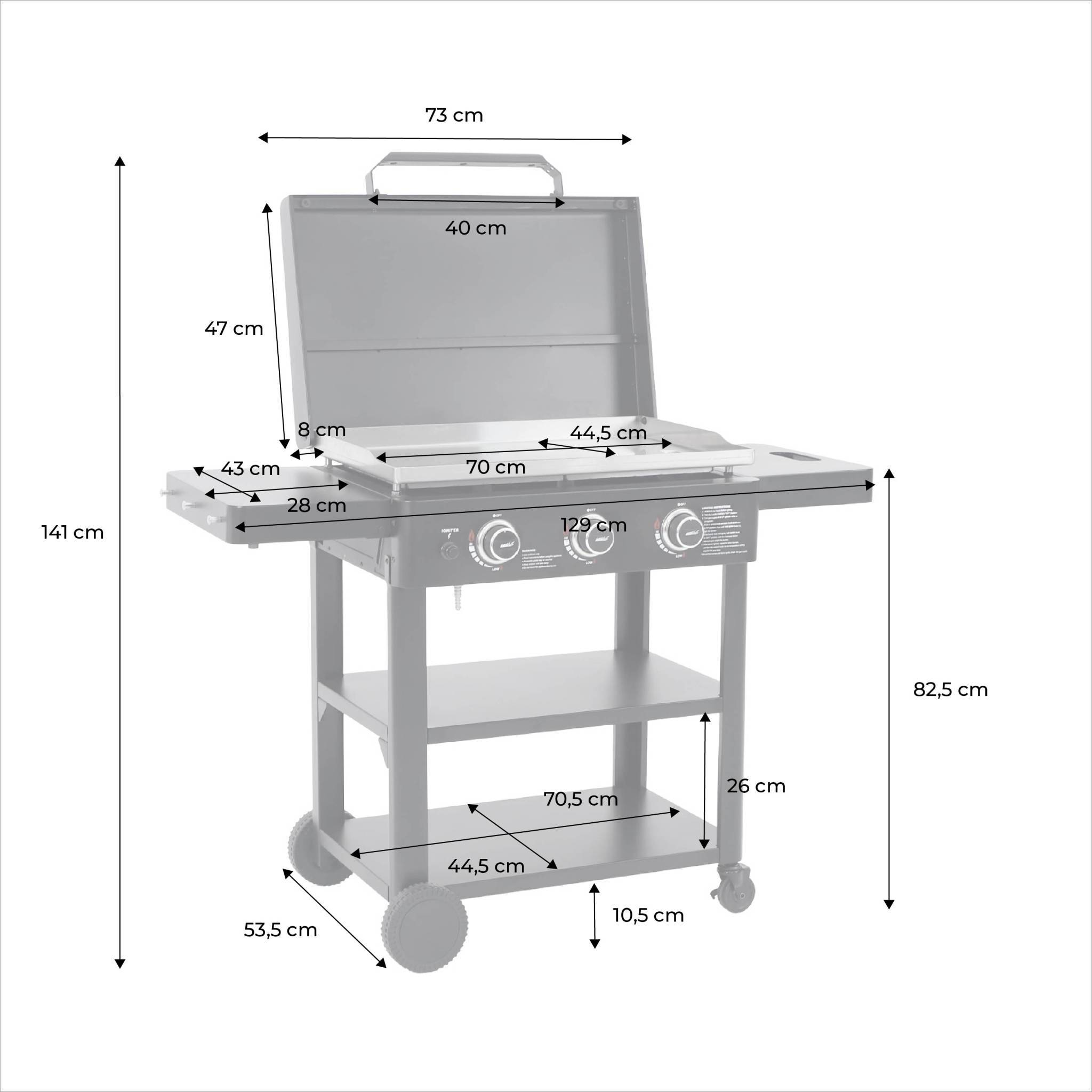sweeek - Plancha gaz 3 brûleurs acier inoxydable 12kW avec chariot noir - Raoul | sweeek - Image 4