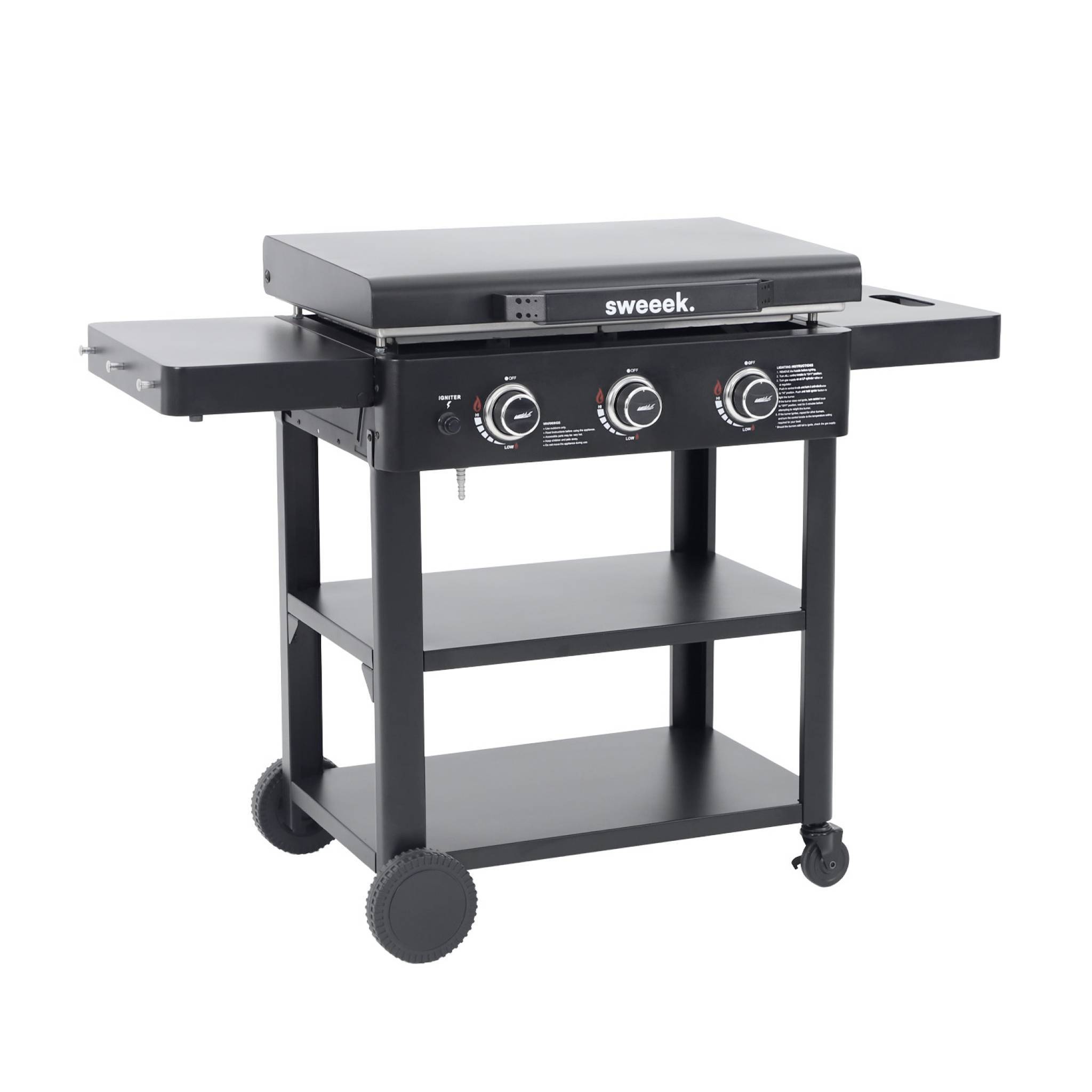 sweeek - Plancha gaz 3 brûleurs acier inoxydable 12kW avec chariot noir - Raoul | sweeek - Image 2