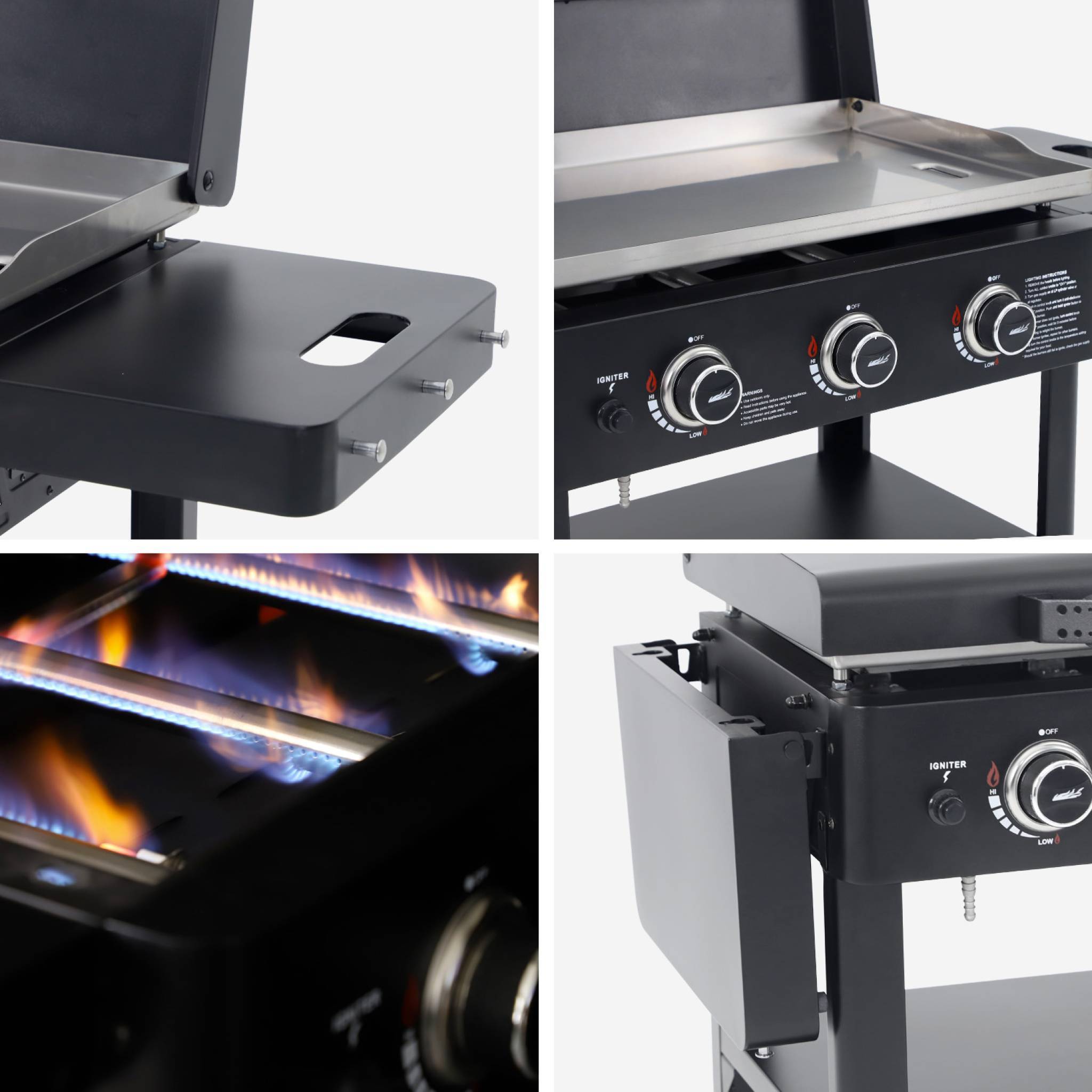 sweeek - Plancha gaz 3 brûleurs acier inoxydable 12kW avec chariot noir - Raoul | sweeek - Image 5