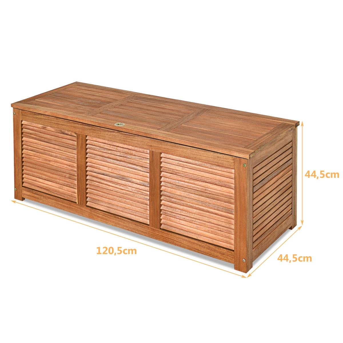 Malle en Bois d’Acacia Coffre Boîte de Rangement 120 x 45 x 45 cm Charge Max 150KG pour Terrasse Jardin ou Cour Nature - Image 8