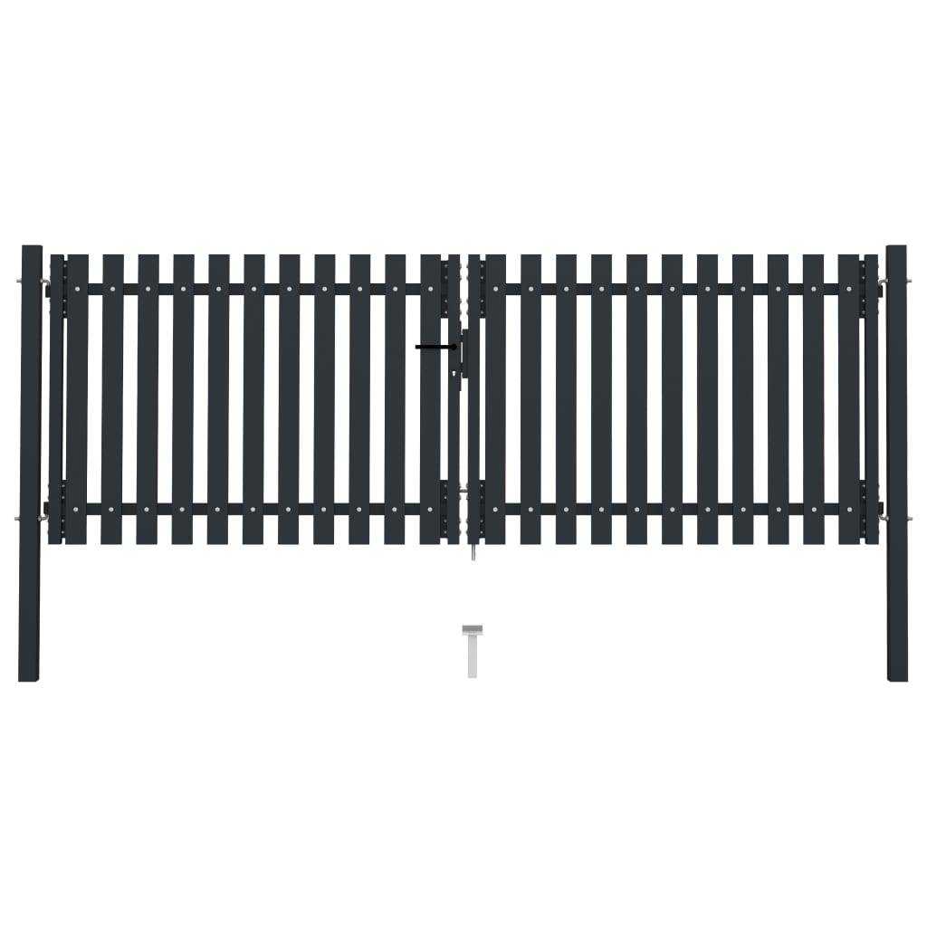 ComfortXL - Portail Double Battant Acier Poudré Style Contemporain pour Clôture de Jardin Anthracite 306x125 cm – ComfortXL Outdoor Living - Image 1