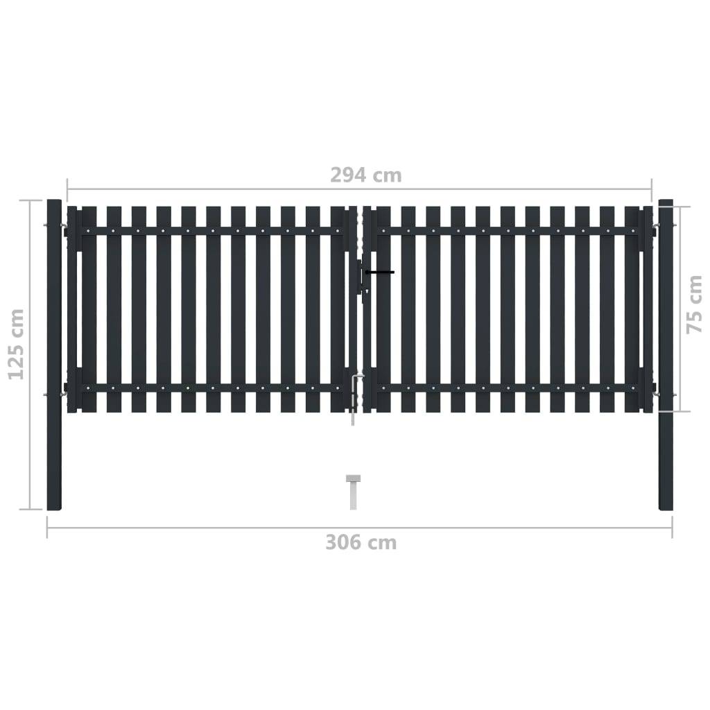 ComfortXL - Portail Double Battant Acier Poudré Style Contemporain pour Clôture de Jardin Anthracite 306x125 cm – ComfortXL Outdoor Living - Image 6