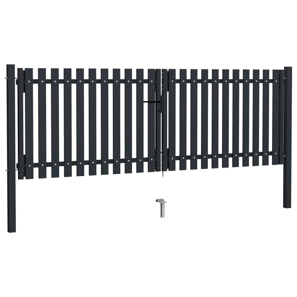 ComfortXL - Portail Double Battant Acier Poudré Style Contemporain pour Clôture de Jardin Anthracite 306x125 cm – ComfortXL Outdoor Living - Image 2