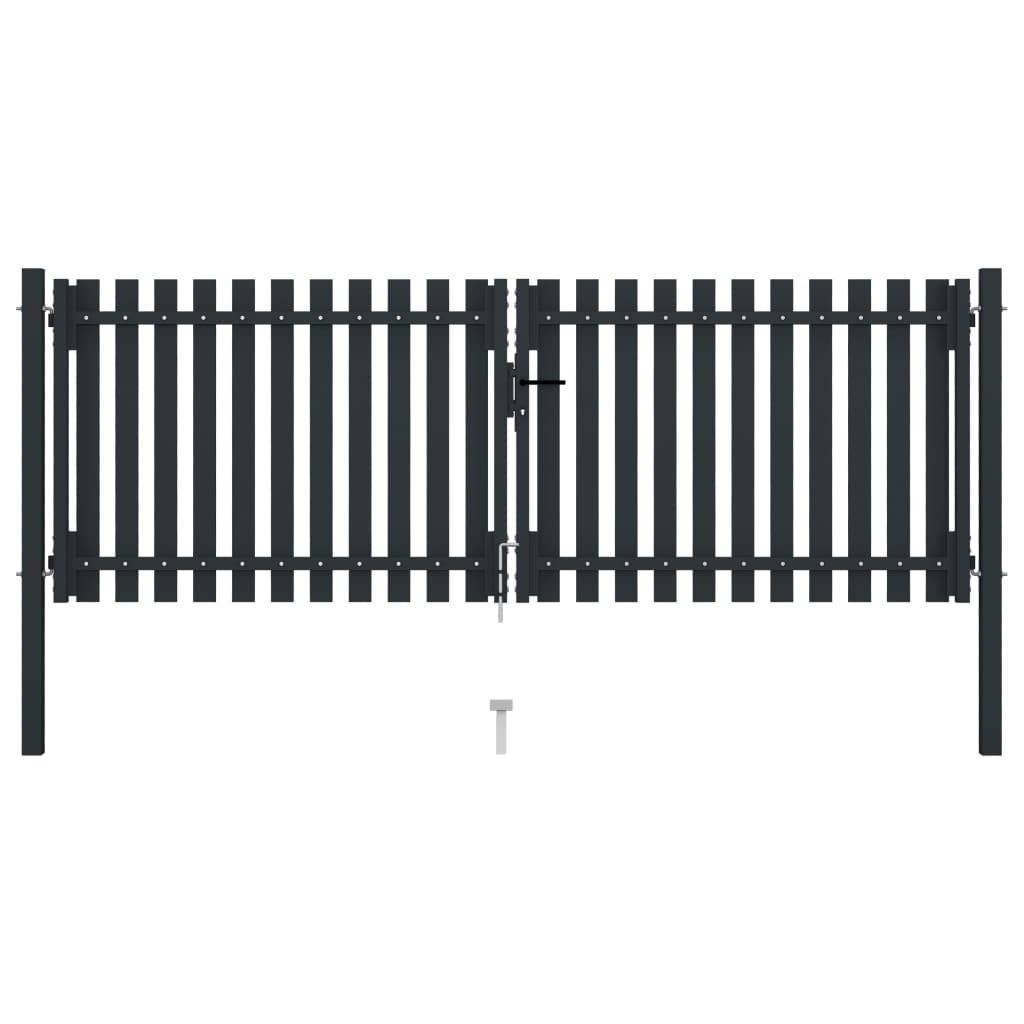 ComfortXL - Portail Double Battant Acier Poudré Style Contemporain pour Clôture de Jardin Anthracite 306x125 cm – ComfortXL Outdoor Living - Image 3