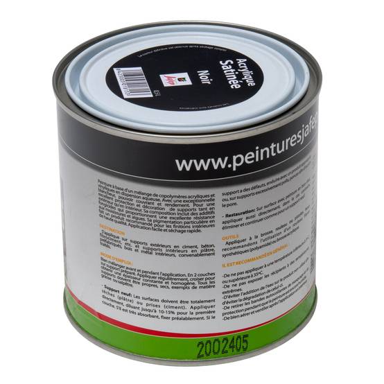 Peinture acrylique satinée noir Jafep - 0,5 L - Image 3