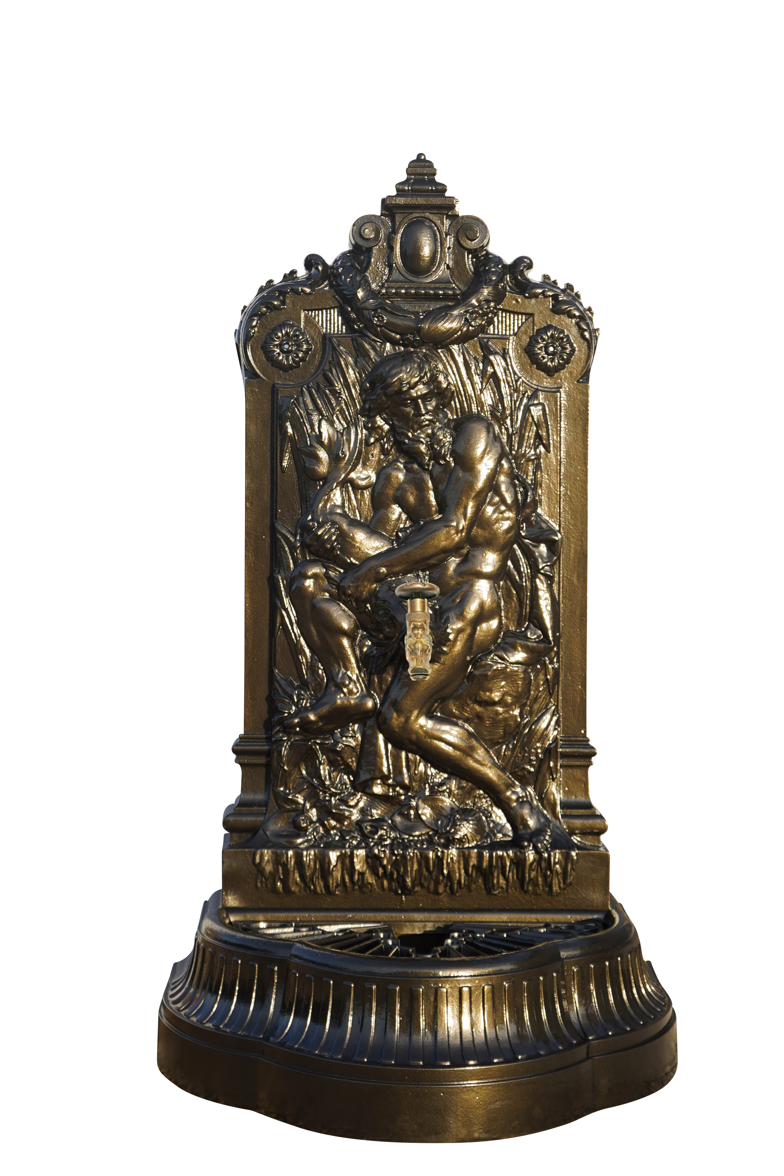Fontaine Neptune Dommartin vieux bronze avec robinet colvert H.160 - Image 1