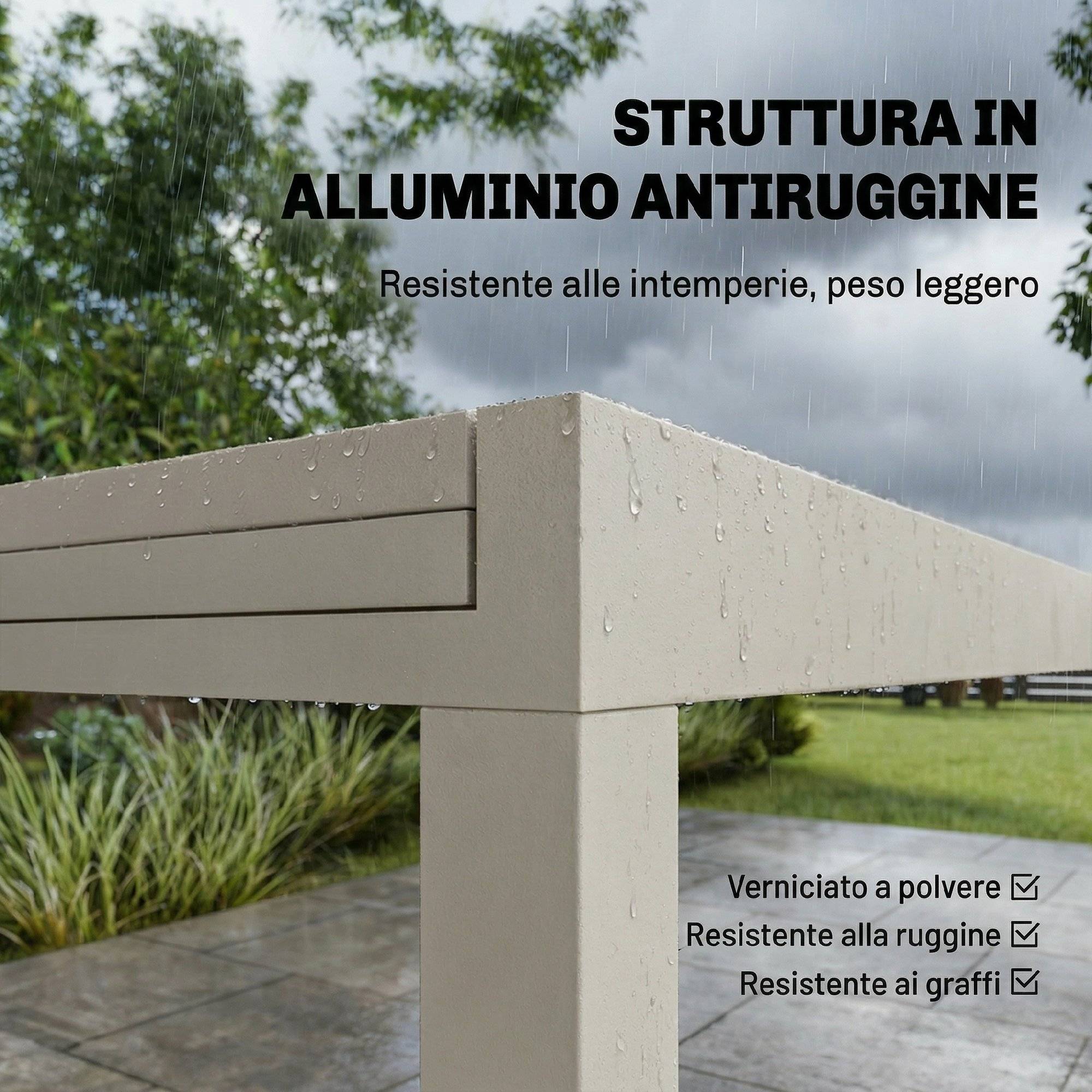 Table de jardin extensible aluminium extérieur 8 places verre crème - ComfortXL Outdoor Living - Image 7