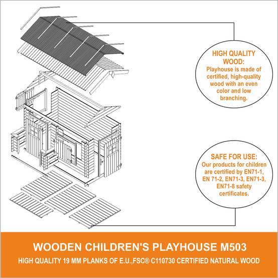 Timbela - Maison en bois pour enfants 146x241xH151 cm / 2.63 m² - Maison jardin enfant exterieur bois - 19 mm d’épaisseur - Timbela M503 - Image 8