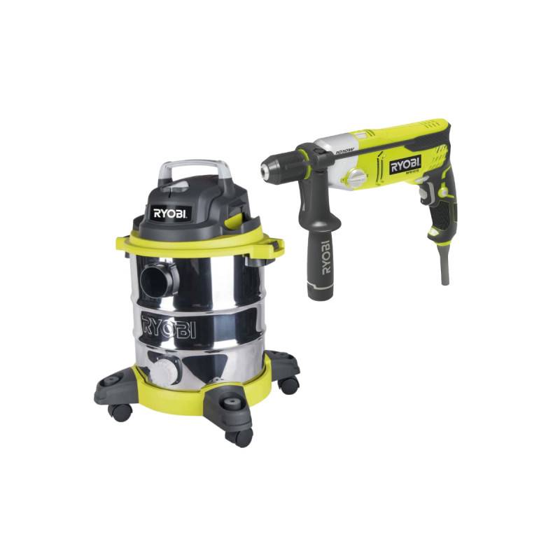 Ryobi - Pack RYOBI Aspirateur eau et poussière - 1250W - 20L - RVC-1220I-G - Perforateur Burineur SDSPLUS - 1050W - RSDS1050-K