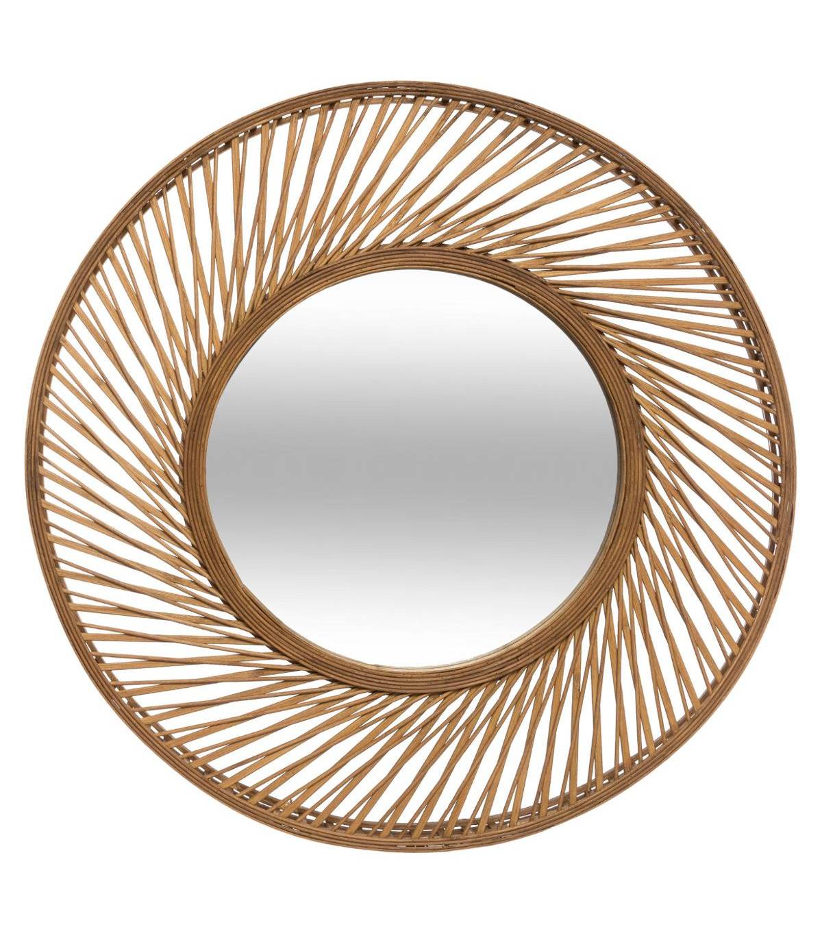 Atmosphera - Grand Miroir mural spirale en Bambou naturel D 72 cm - Image 1