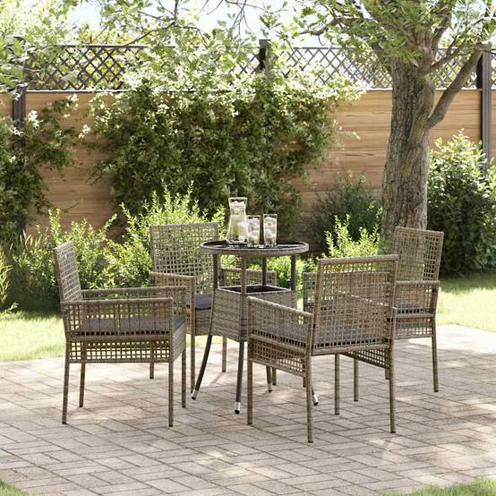 Ensemble table et chaises de jardin 4 personnes en résine tressée résistante Gris – ComfortXL Outdoor Living - Image 1