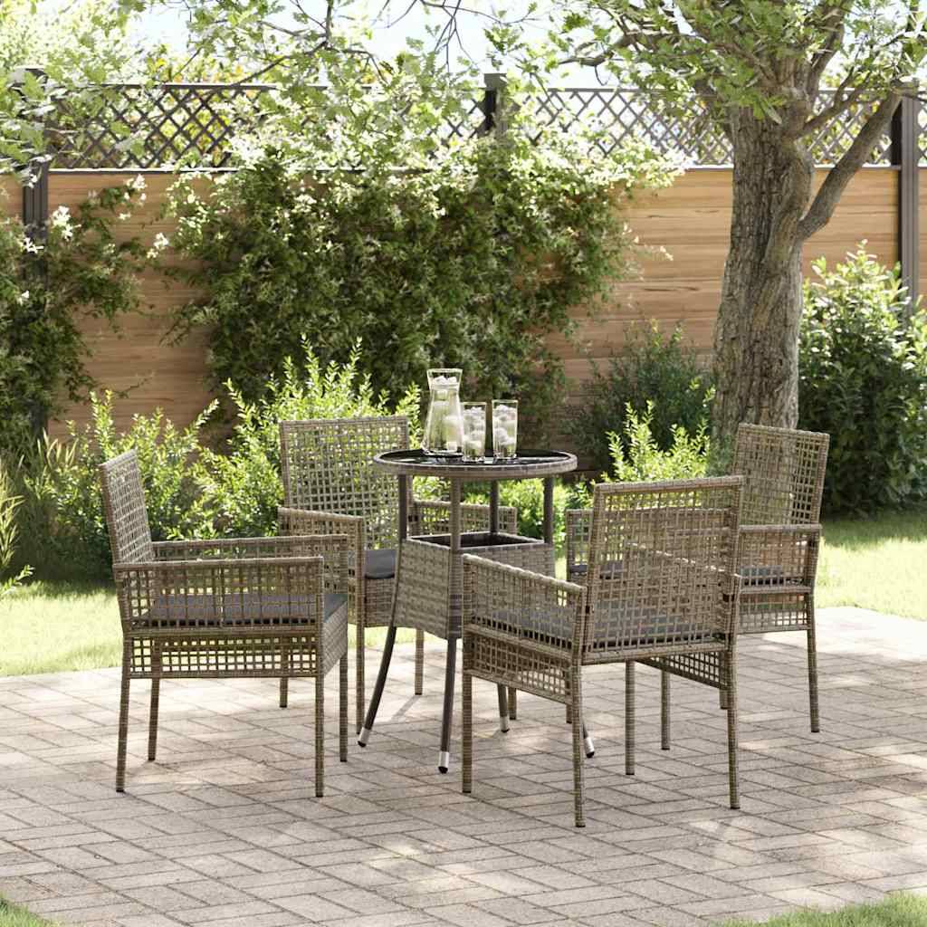 Ensemble table et chaises de jardin 4 personnes en résine tressée résistante Gris – ComfortXL Outdoor Living - Image 1
