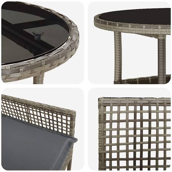Ensemble table et chaises de jardin 4 personnes en résine tressée résistante Gris – ComfortXL Outdoor Living - Image 9