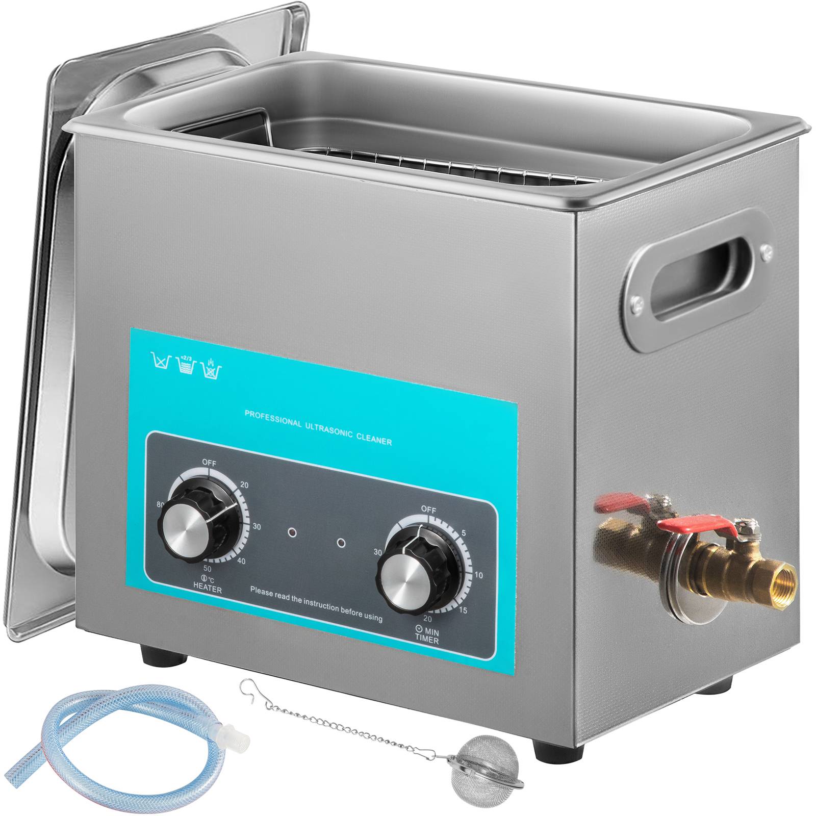 VEVOR Nettoyeur ultrasons professionnel 6L, cuve inox avec chauffage, minuterie, bouton. - Image 1