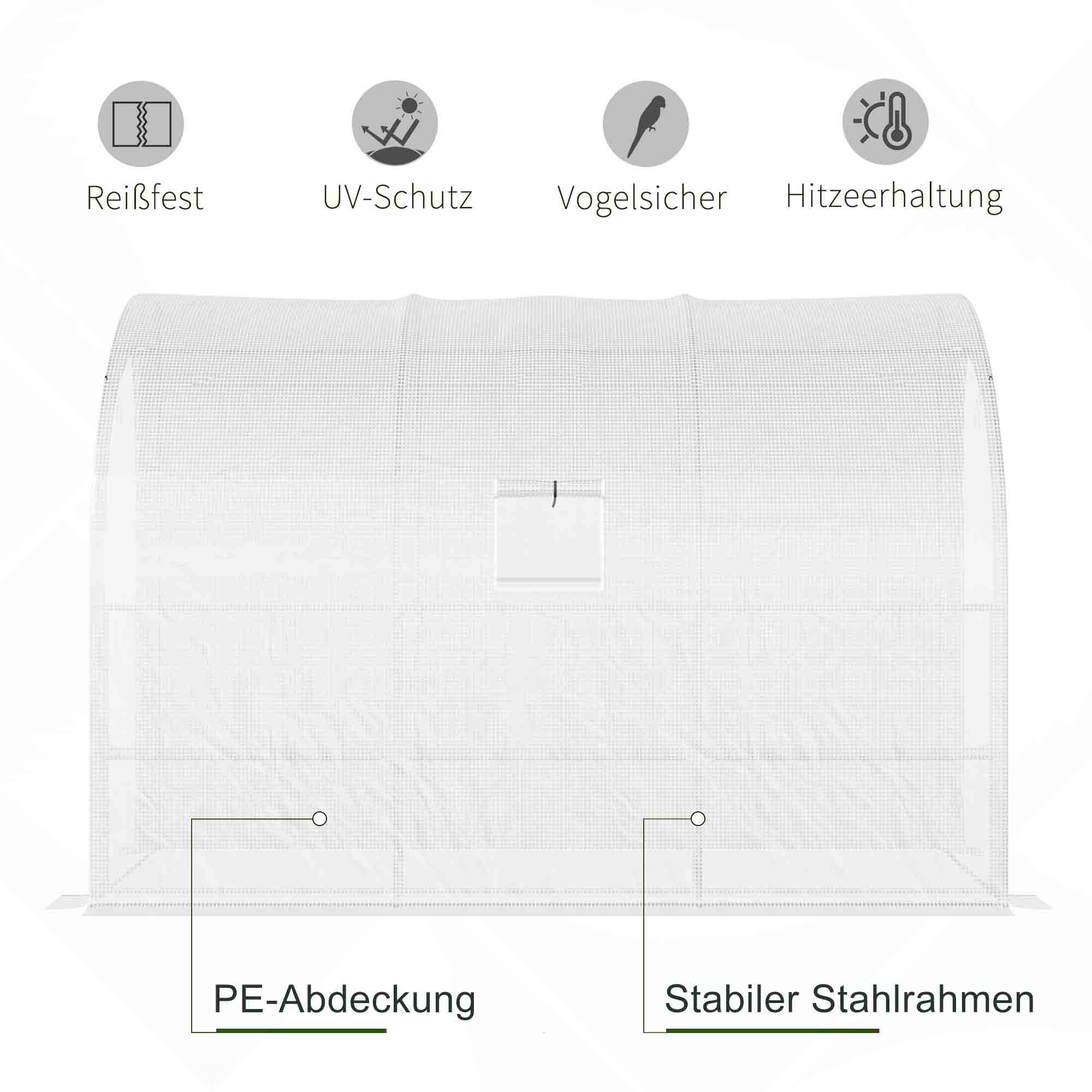 Serre adossée acier extérieur avec étagères 300x150x213cm blanc - ComfortXL Outdoor Living - Image 7