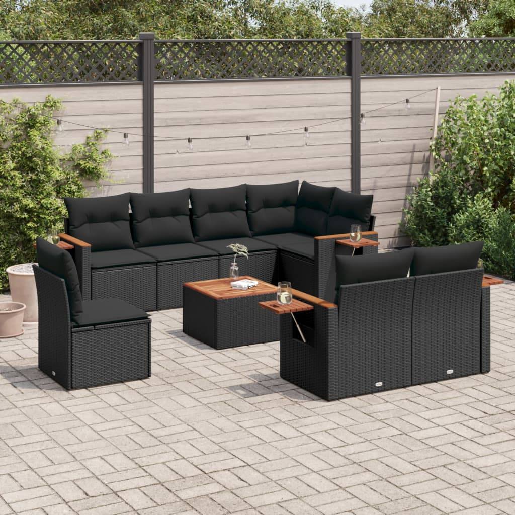 ComfortXL - Salon de jardin noir 9 pièces en résine tressée modulable avec table basse et tablettes – ComfortXL Outdoor Living - Image 1