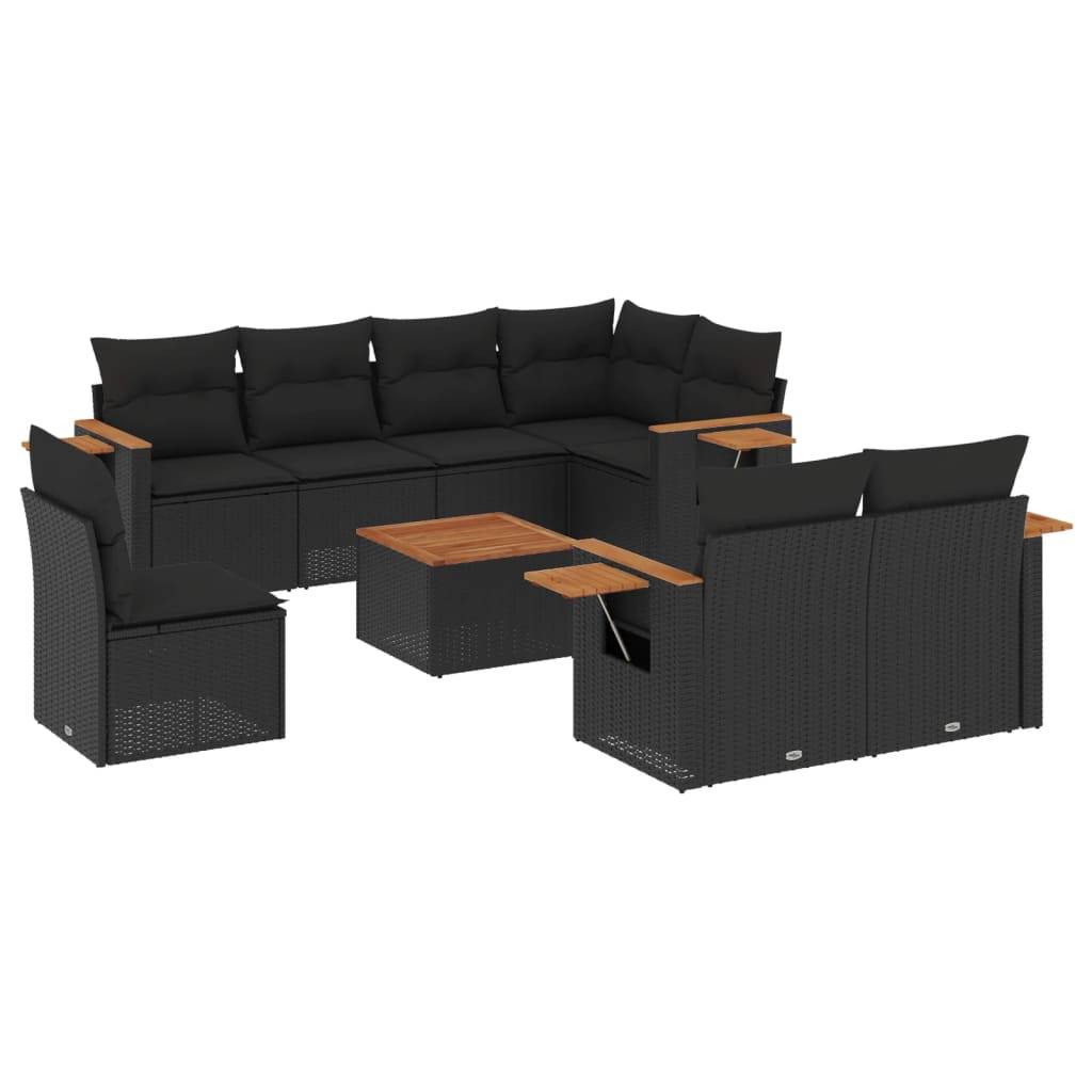 ComfortXL - Salon de jardin noir 9 pièces en résine tressée modulable avec table basse et tablettes – ComfortXL Outdoor Living - Image 2