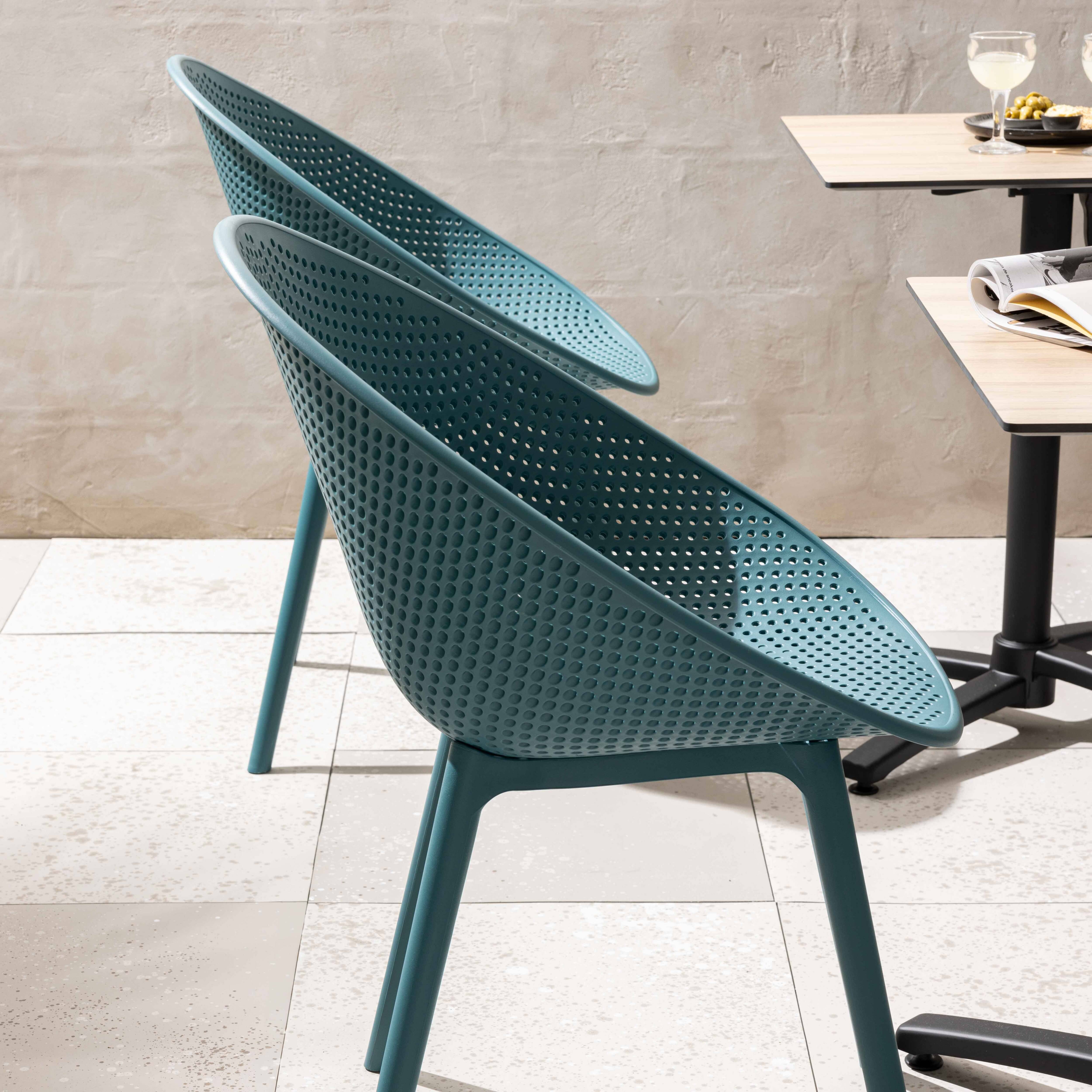 Oviala - Lot de 4 chaises de terrasse en plastique bleu canard Buda - Oviala - Image 3