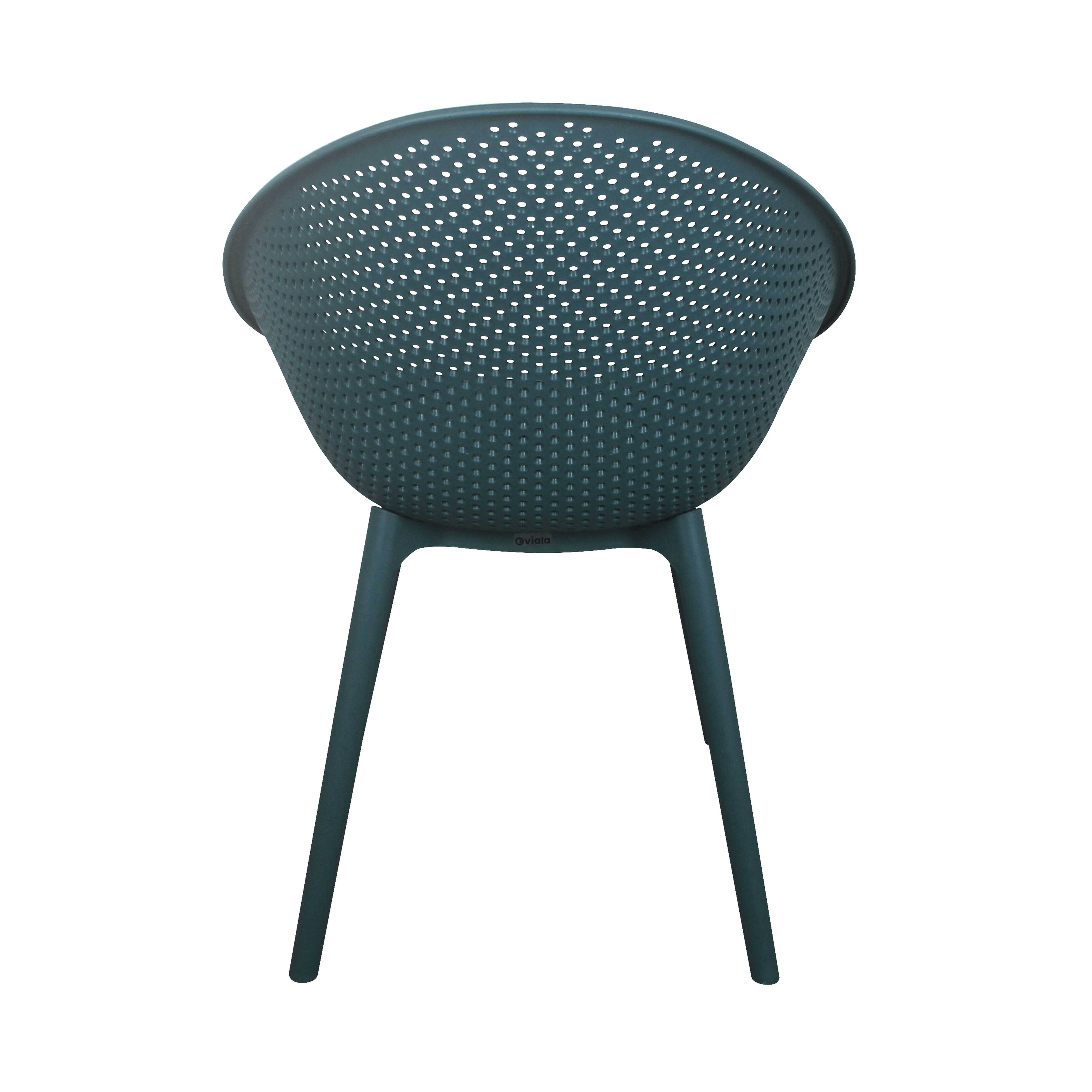 Oviala - Lot de 4 chaises de terrasse en plastique bleu canard Buda - Oviala - Image 6