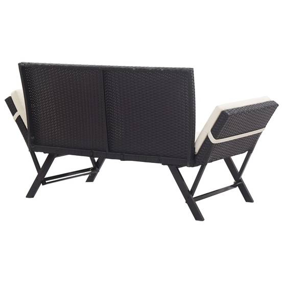 Canapé Lit de Jardin Convertible Résine Tressée Coussins Déhoussables Noir 176 cm – ComfortXL Outdoor Living - Image 4