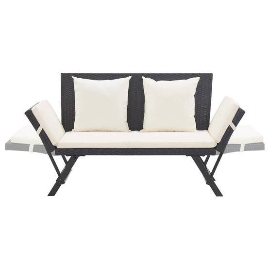 Canapé Lit de Jardin Convertible Résine Tressée Coussins Déhoussables Noir 176 cm – ComfortXL Outdoor Living - Image 5