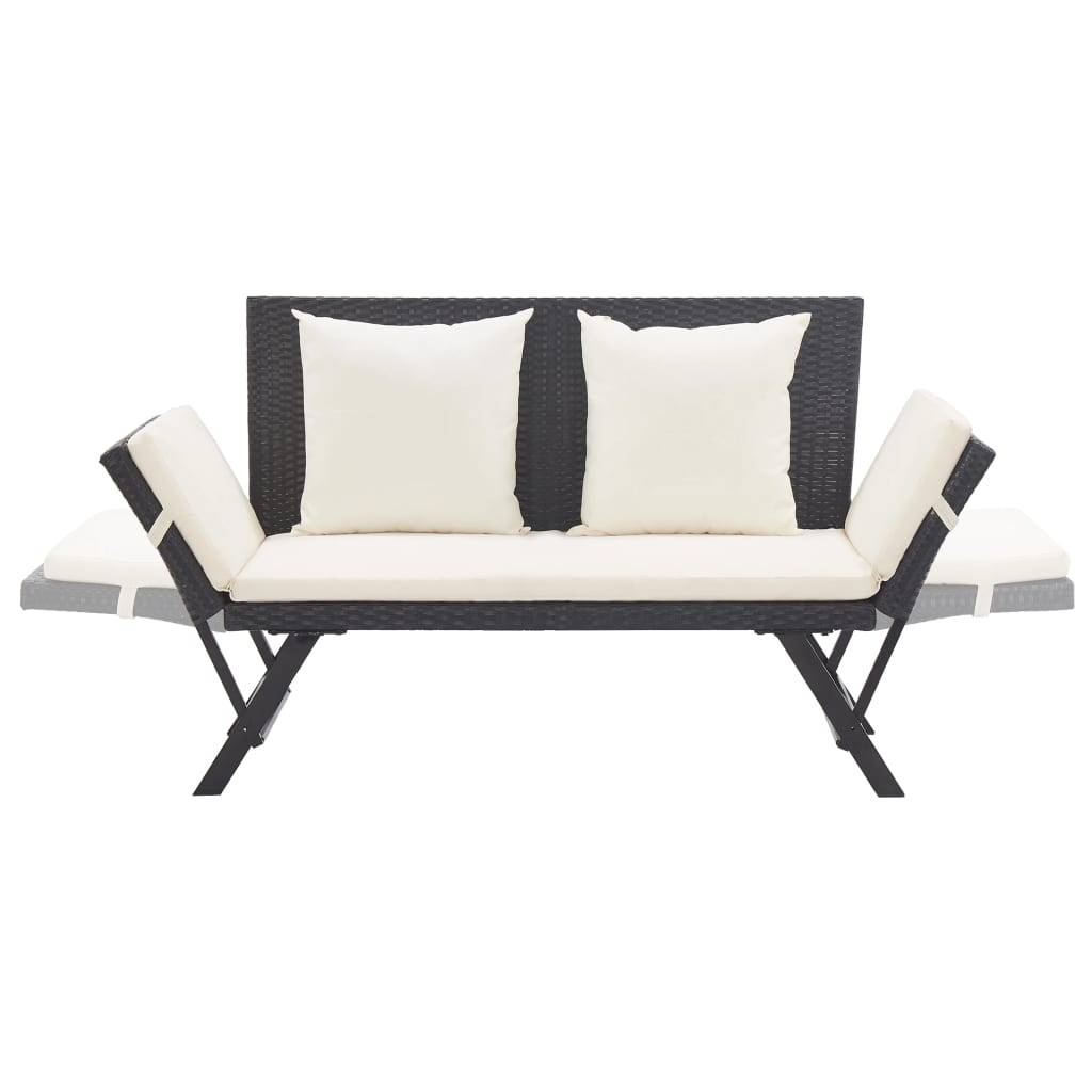 Canapé Lit de Jardin Convertible Résine Tressée Coussins Déhoussables Noir 176 cm – ComfortXL Outdoor Living - Image 5