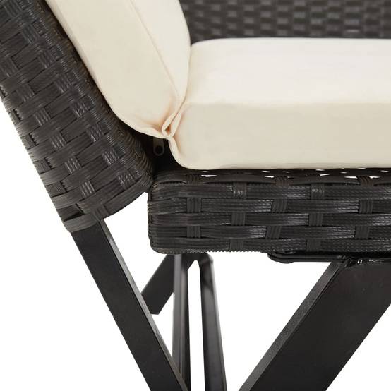 Canapé Lit de Jardin Convertible Résine Tressée Coussins Déhoussables Noir 176 cm – ComfortXL Outdoor Living - Image 9