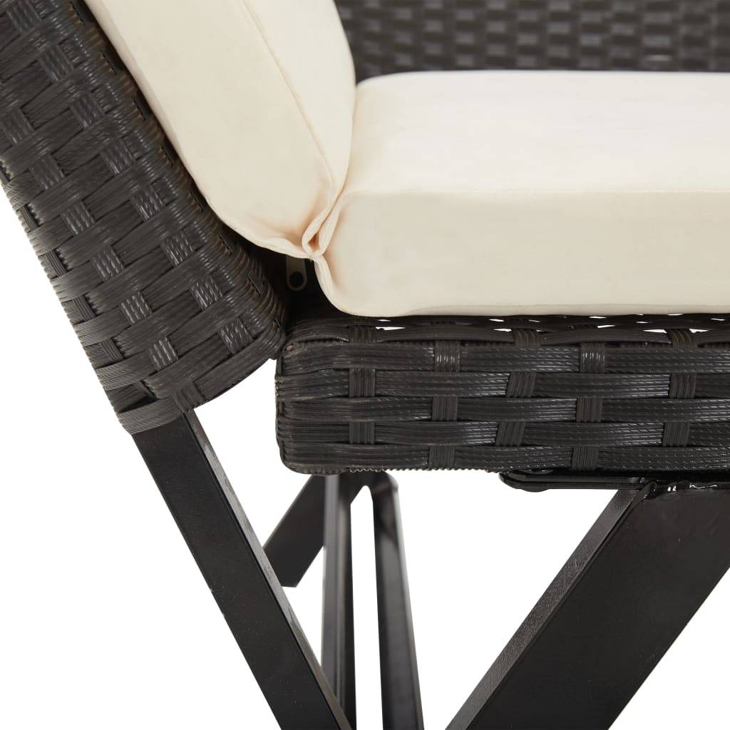 Canapé Lit de Jardin Convertible Résine Tressée Coussins Déhoussables Noir 176 cm – ComfortXL Outdoor Living - Image 9