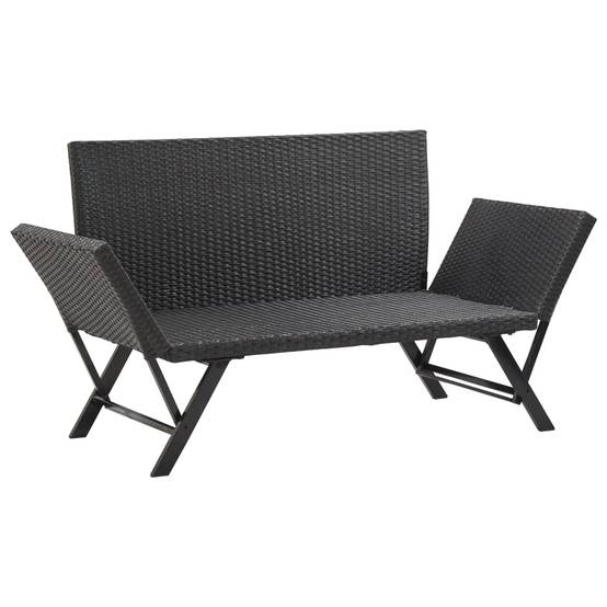 Canapé Lit de Jardin Convertible Résine Tressée Coussins Déhoussables Noir 176 cm – ComfortXL Outdoor Living - Image 6