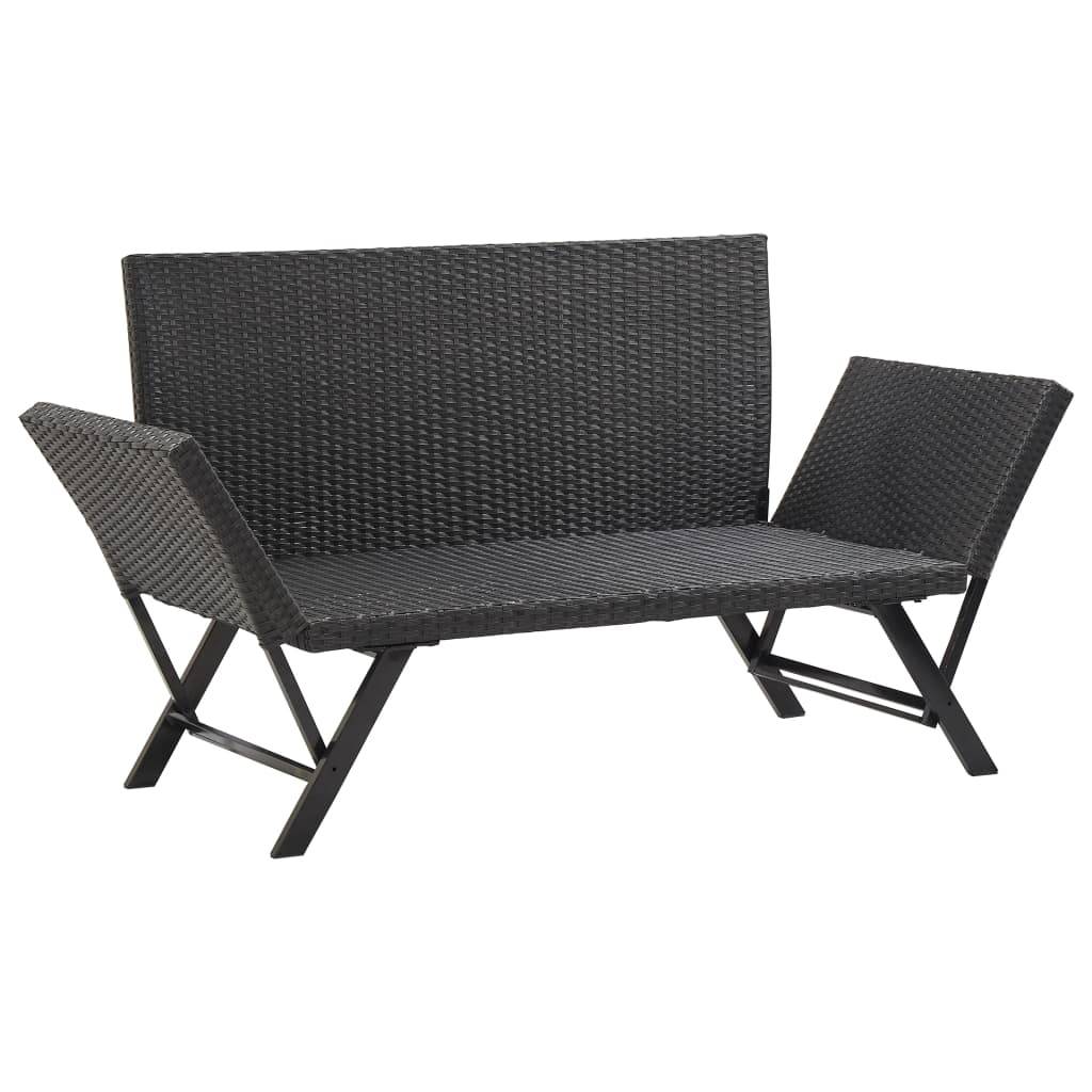 Canapé Lit de Jardin Convertible Résine Tressée Coussins Déhoussables Noir 176 cm – ComfortXL Outdoor Living - Image 6