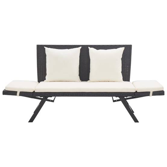 Canapé Lit de Jardin Convertible Résine Tressée Coussins Déhoussables Noir 176 cm – ComfortXL Outdoor Living - Image 7