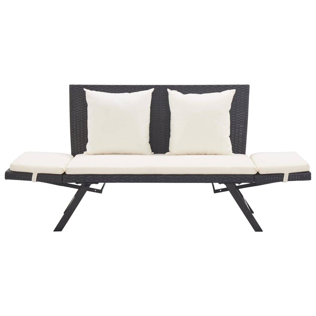 Canapé Lit de Jardin Convertible Résine Tressée Coussins Déhoussables Noir 176 cm – ComfortXL Outdoor Living - Image 7