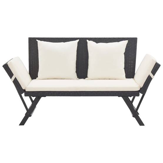 Canapé Lit de Jardin Convertible Résine Tressée Coussins Déhoussables Noir 176 cm – ComfortXL Outdoor Living - Image 2