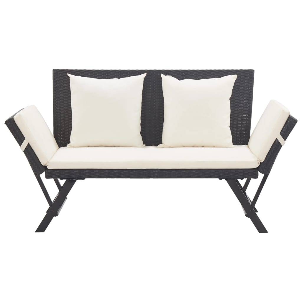 Canapé Lit de Jardin Convertible Résine Tressée Coussins Déhoussables Noir 176 cm – ComfortXL Outdoor Living - Image 2