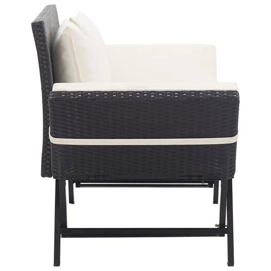 Canapé Lit de Jardin Convertible Résine Tressée Coussins Déhoussables Noir 176 cm – ComfortXL Outdoor Living - Image 3