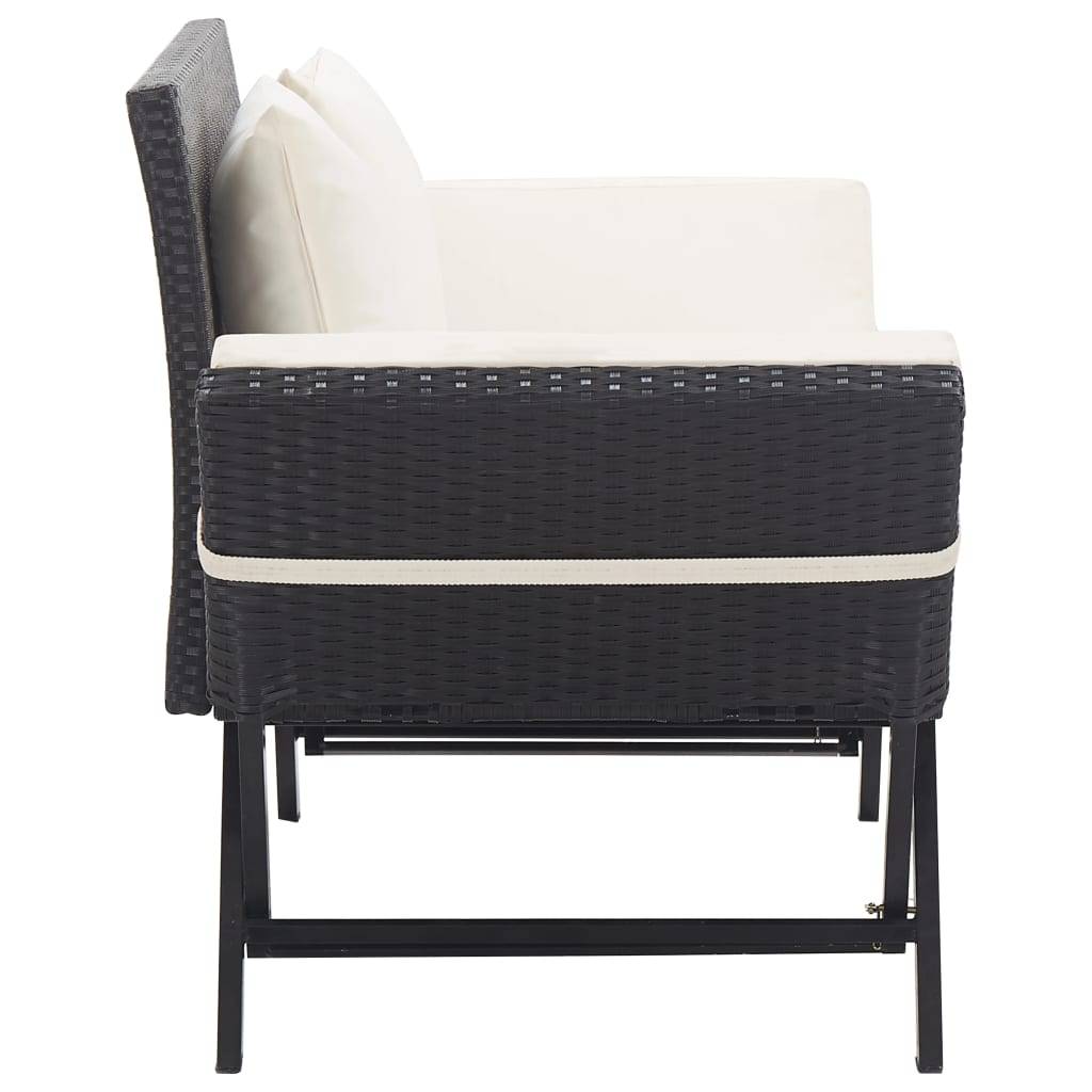 Canapé Lit de Jardin Convertible Résine Tressée Coussins Déhoussables Noir 176 cm – ComfortXL Outdoor Living - Image 3